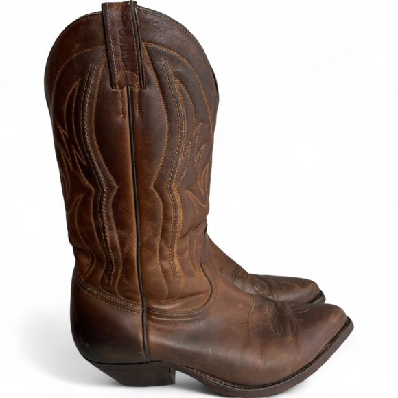 Boulet Brown Leather Western Cowboy Biker Boots Men's 9.5 - Picture 2 of 14